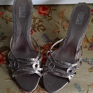Evening Sandals size 10 silver never worn
